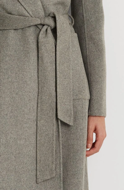 Ralph Lauren Double Face Wool Blend Wrap Coat In Pale Grey