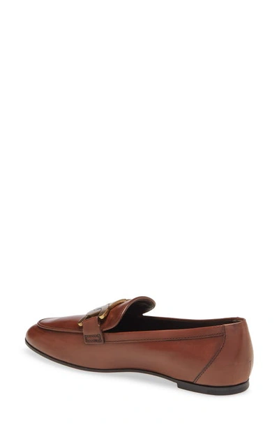 Shop Tod's Chain Buckle Loafer In Brown