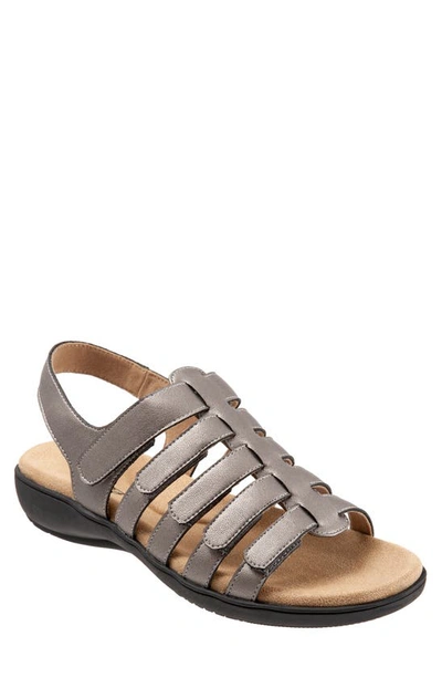 Trotters Tiki Womens Nubuck Slip On Slingback Sandals In Pewter Metallic