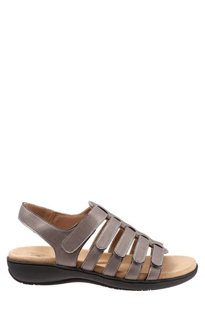 Trotters Tiki Womens Nubuck Slip On Slingback Sandals In Pewter Metallic