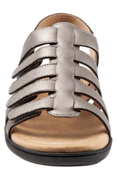 Trotters Tiki Womens Nubuck Slip On Slingback Sandals In Pewter Metallic