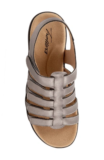 Trotters Tiki Womens Nubuck Slip On Slingback Sandals In Pewter Metallic
