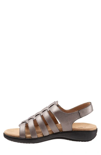 Trotters Tiki Womens Nubuck Slip On Slingback Sandals In Pewter Metallic
