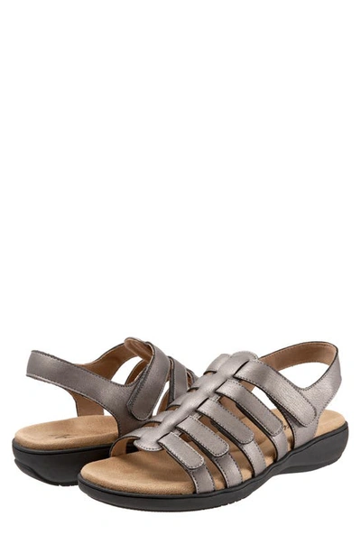 Trotters Tiki Womens Nubuck Slip On Slingback Sandals In Pewter Metallic