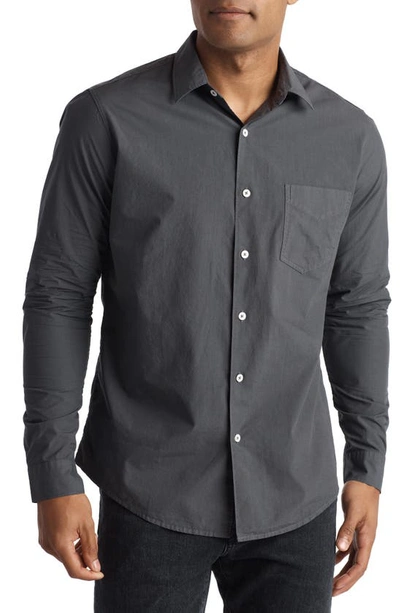 Shop Rowan Everett Cotton Poplin Button-up Shirt In Faded Black