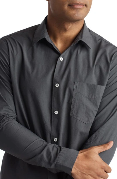 Shop Rowan Everett Cotton Poplin Button-up Shirt In Faded Black