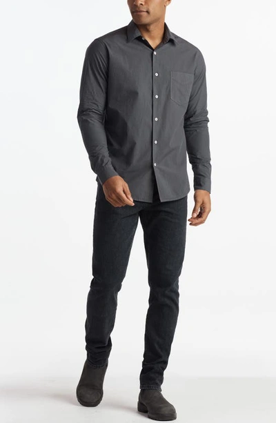 Rowan Everett Cotton Poplin Button-up Shirt In Faded Black