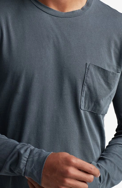 Shop Rowan Asher Long Sleeve Cotton Pocket T-shirt In Basalt