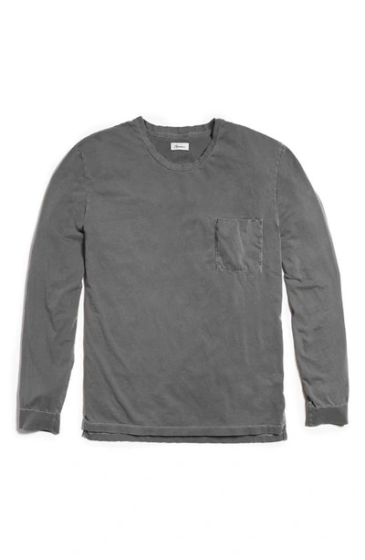 Shop Rowan Asher Long Sleeve Cotton Pocket T-shirt In Smoke