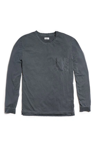 Shop Rowan Asher Long Sleeve Cotton Pocket T-shirt In Basalt