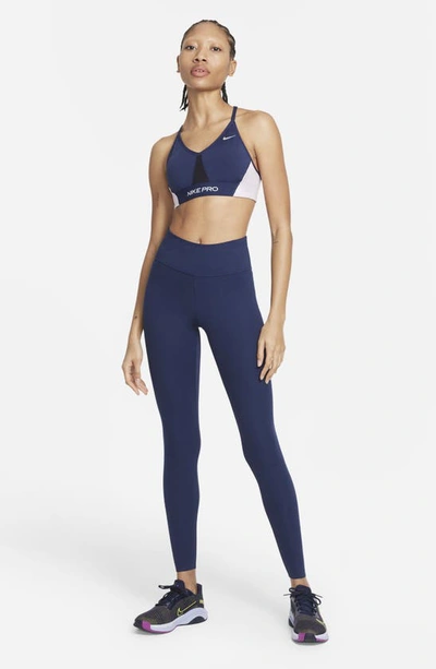 Shop Nike One Luxe Tights In Midnight Navy/ Clear