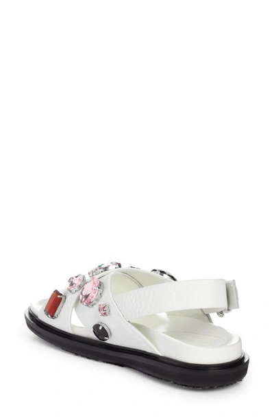 Shop Marni Fussbett Crystal Embellished Crisscross Sandal In Lily White