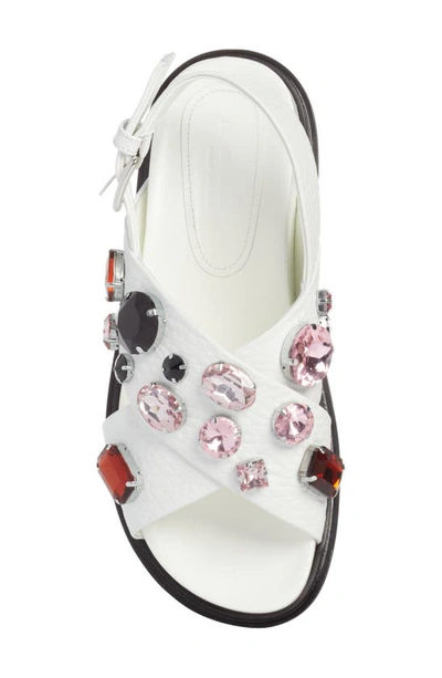 Shop Marni Fussbett Crystal Embellished Crisscross Sandal In Lily White