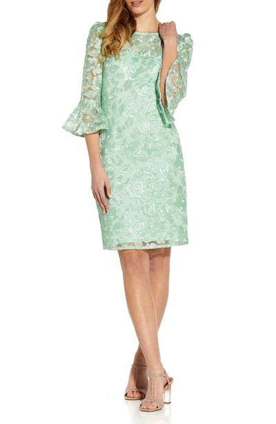 Shop Adrianna Papell Rosie Embroidered Cocktail Dress In Mint Smoke