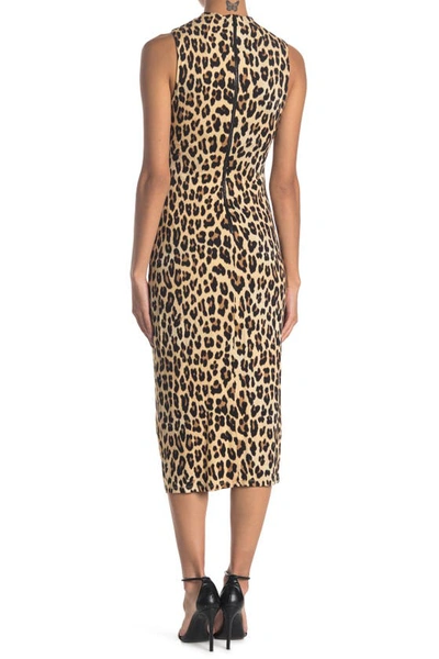Shop Alice And Olivia Delora Leopard Print Bodycon Midi Dress In Textured Leopard