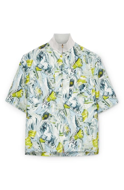 Shop Agnona Seashells Print Linen & Silk Shirt In Cloud