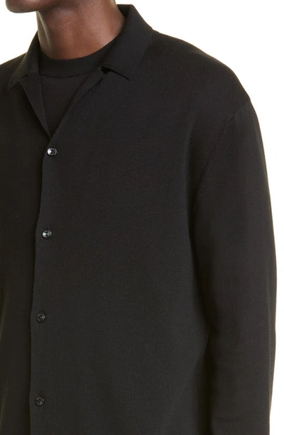 Shop Agnona Cotton & Silk Knit Button-up Shirt In Black