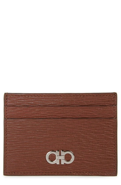 Shop Ferragamo Revival Leather Magnetic Money Clip Card Case In Big Sur Soil Blue Marine Caffe