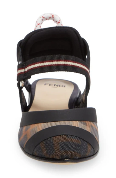 Shop Fendi Mesh Slingback Sandal In Black