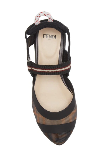 Shop Fendi Mesh Slingback Sandal In Black