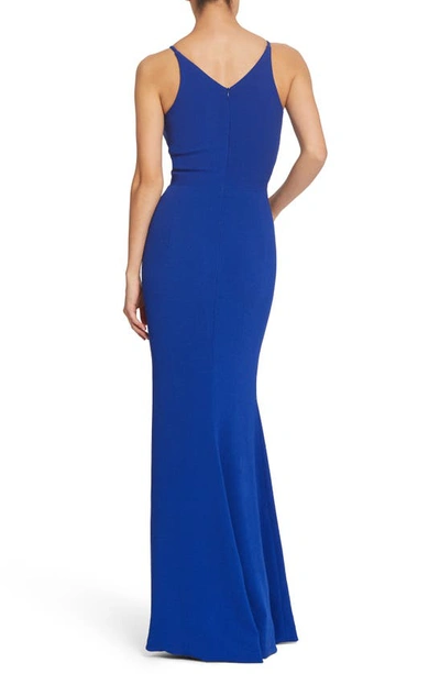 Shop Dress The Population Iris Slit Crepe Gown In Cobalt