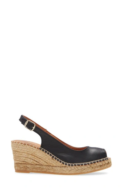 Toni Pons Croacia Espadrille Wedge In Black Leather