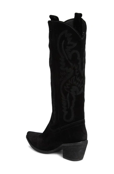 Jeffrey Campbell Rancher Knee High Western Boot In Black Oiled Suede