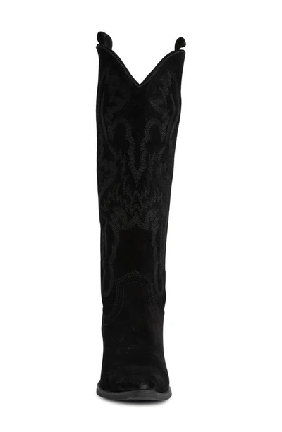 Jeffrey Campbell Rancher Knee High Western Boot In Black Oiled Suede