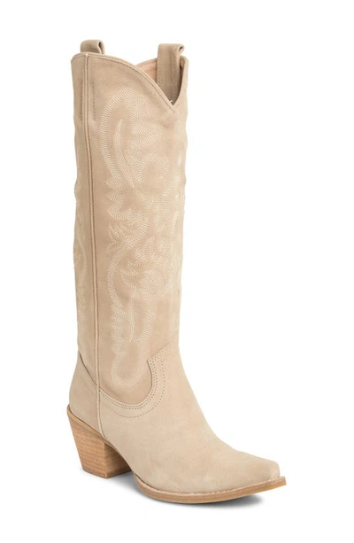 Shop Jeffrey Campbell Rancher Knee High Western Boot In Beige Suede