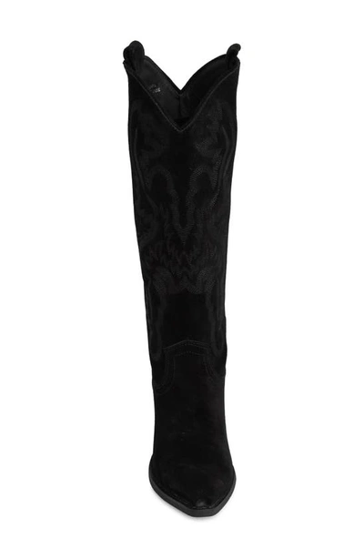 Jeffrey Campbell Rancher Knee High Western Boot In Black Oiled Suede