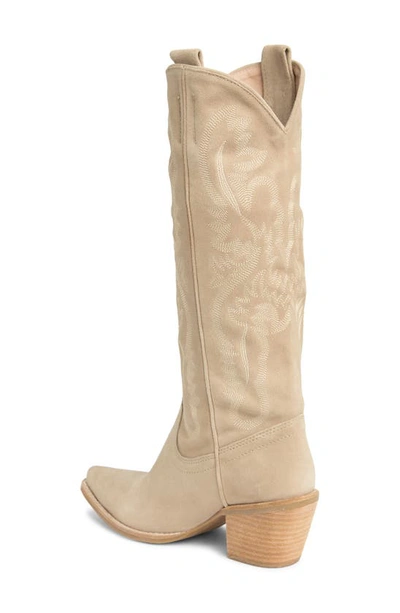 Jeffrey Campbell Rancher Knee High Western Boot In Beige Suede