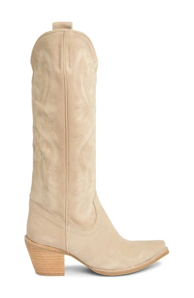 Jeffrey Campbell Rancher Knee High Western Boot In Beige Suede