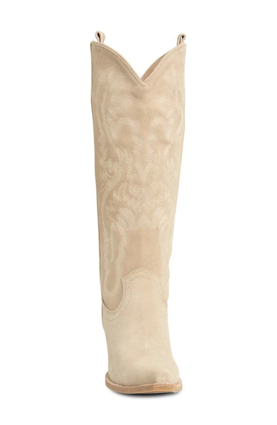 Shop Jeffrey Campbell Rancher Knee High Western Boot In Beige Suede