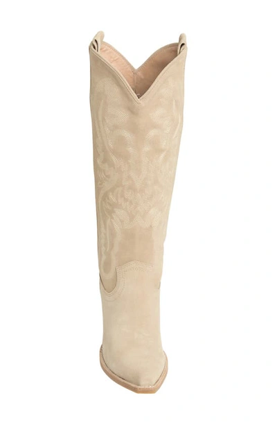 Jeffrey Campbell Rancher Knee High Western Boot In Beige Suede