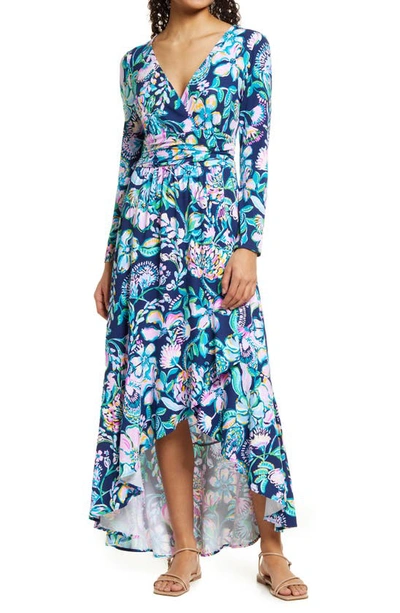 Lilly Pulitzer Montague Long Sleeve Faux Wrap Maxi Dress In High Tide ...