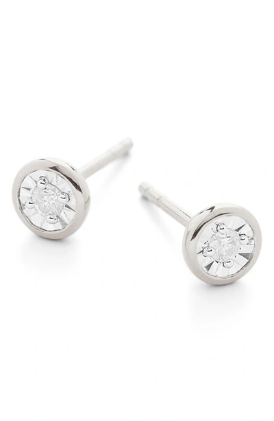 Shop Monica Vinader Essential Diamond Stud Earrings In Silver