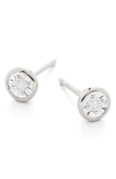 Monica Vinader Essential Recycled Sterling Silver And Diamond Earrings In Silver
