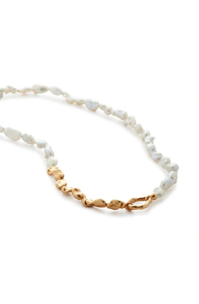 Shop Monica Vinader Keshi Pearl Necklace In Gp