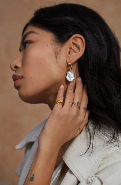 Monica Vinader Gold Amy Powney Keshi Pearl Large Hoop Earrings Pearl In Gp