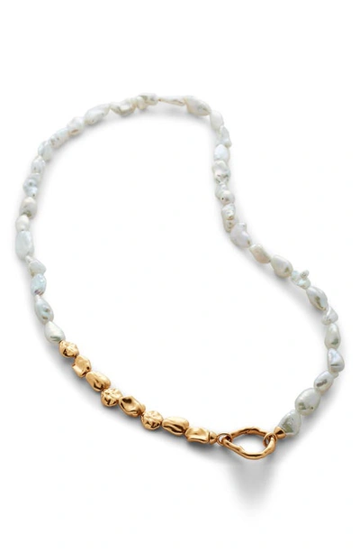 Shop Monica Vinader Keshi Pearl Necklace In Gp