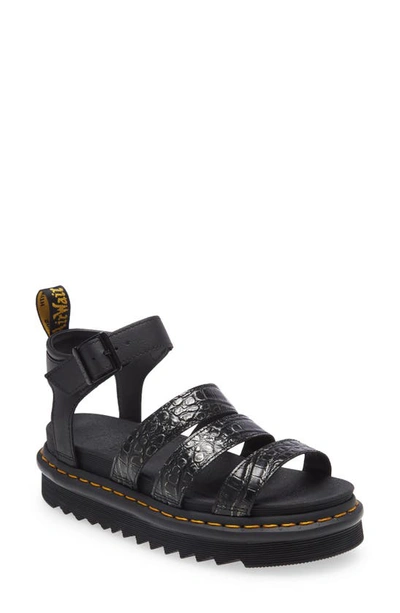 Shop Dr. Martens' Blaire Sandal In Gunmetal Wild Croc