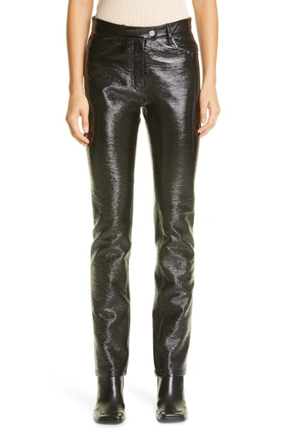 Shop Courrèges Coated Stretch Cotton Trousers In Black