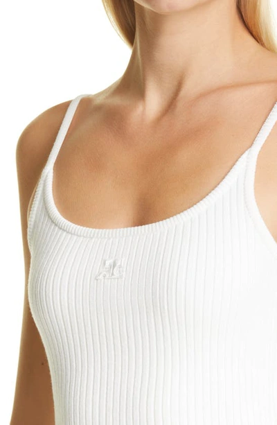 Shop Courrèges Logo Rib Knit Tank In White