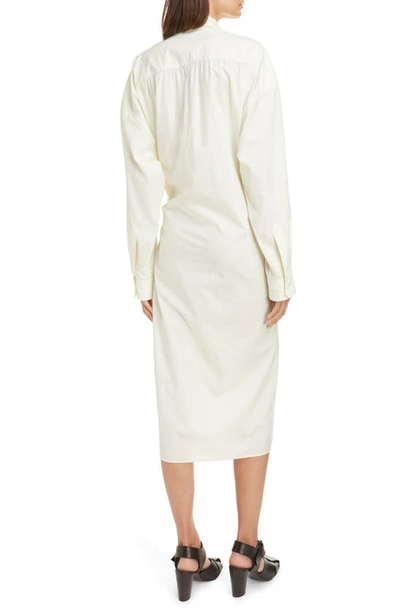 Shop Lemaire Twisted Long Sleeve Cotton Poplin Midi Shirtdress In Lemon Glaze