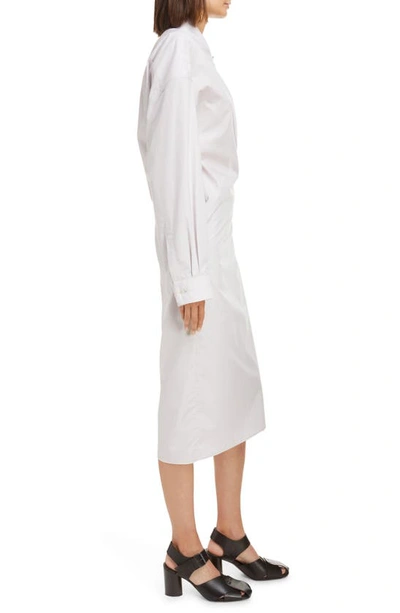 Shop Lemaire Twisted Long Sleeve Cotton Poplin Midi Shirtdress In Lilac Ice