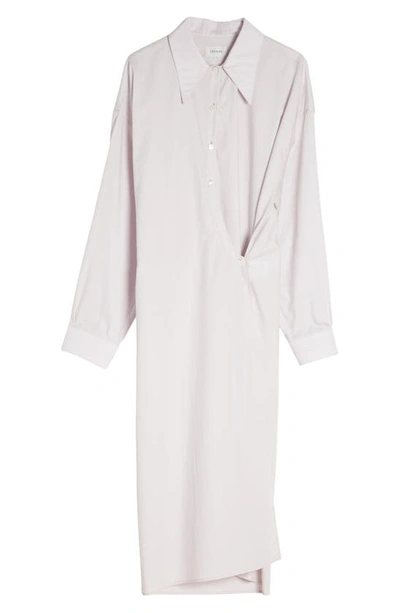 Shop Lemaire Twisted Long Sleeve Cotton Poplin Midi Shirtdress In Lilac Ice