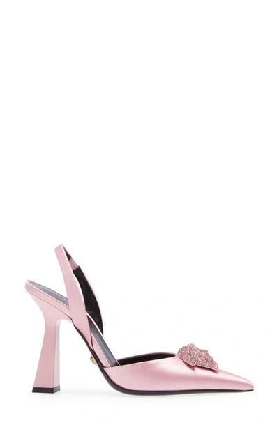 Shop Versace La Medusa Slingback Pointed Toe Pump In Pink
