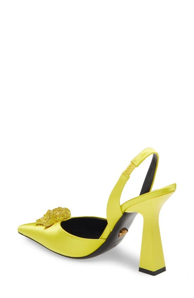 Shop Versace La Medusa Slingback Pointed Toe Pump In Sunset Yellow