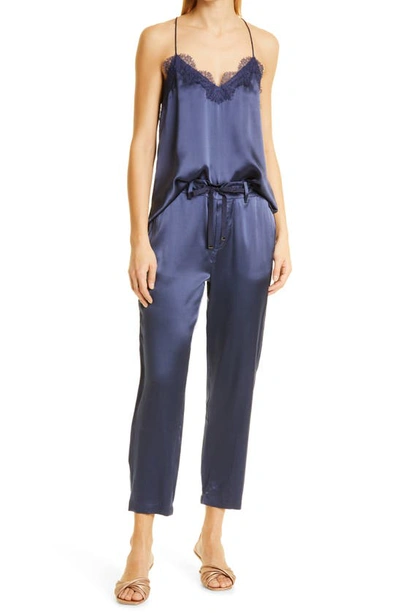 Shop Cami Nyc The Racer Lace Trim Silk Camisole In Moonlit