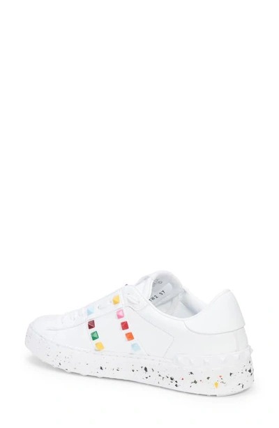 Shop Valentino Open For A Change Rainbow Studded Sneaker In Bianco/ Multiclr